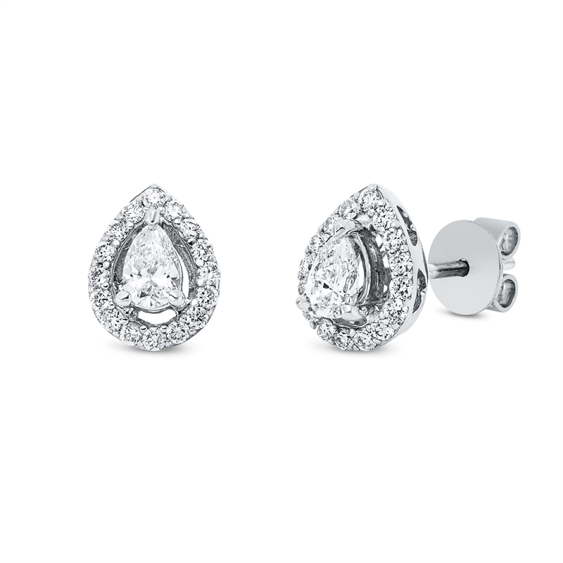 Solitaire mit Besatz Ohrstecker Weißgold 18kt 0,66ct