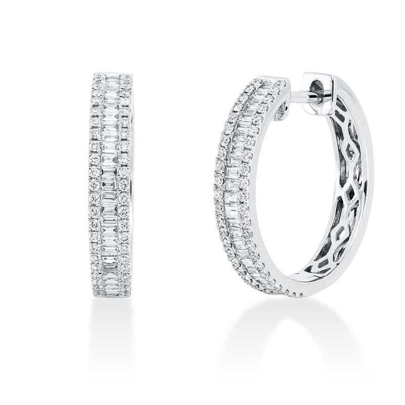 Baguette Creolen Weißgold 18kt 0,66ct