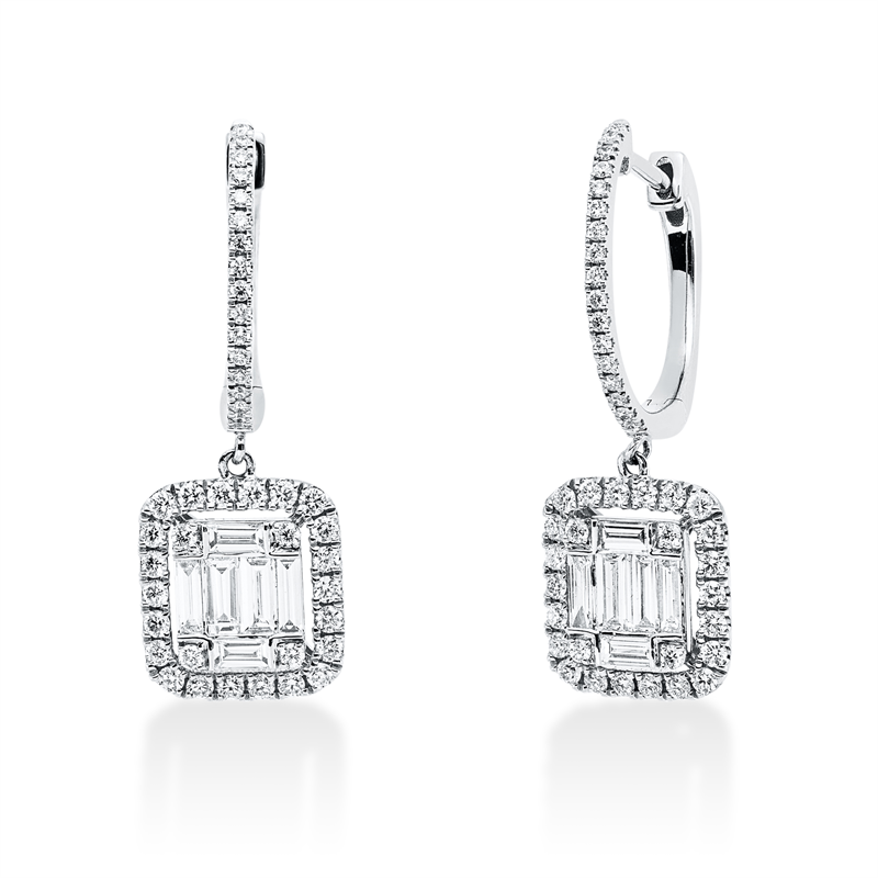 Baguette Illusion Ohrschmuck Weißgold 18kt 1,01ct