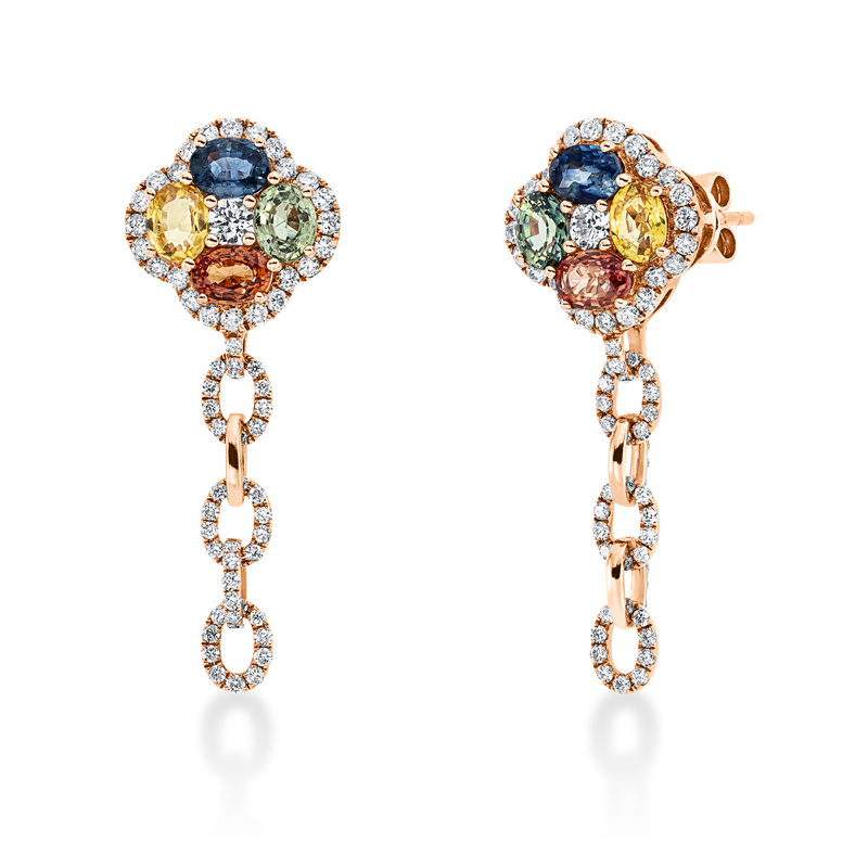 Rainbow & Multicolor Ohrschmuck Rotgold 18kt 0,76ct