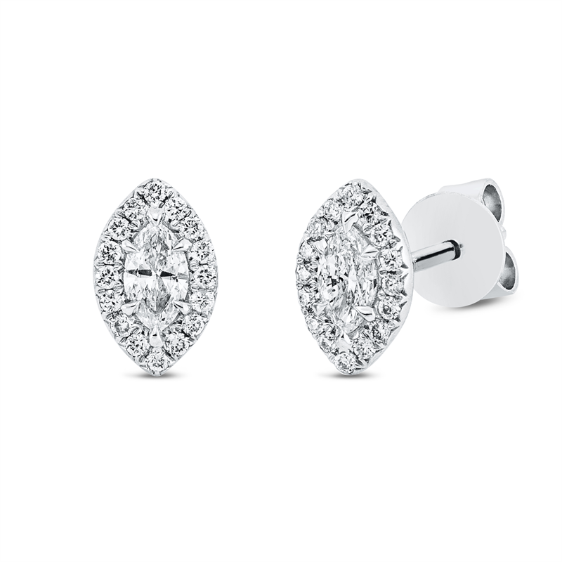 Solitaire mit Besatz Ohrstecker Weißgold 18kt 0,29ct