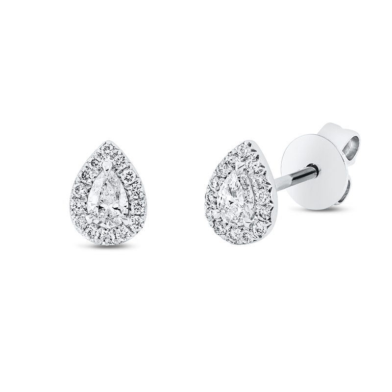 Solitaire mit Besatz Ohrstecker Weißgold 18kt 0,27ct