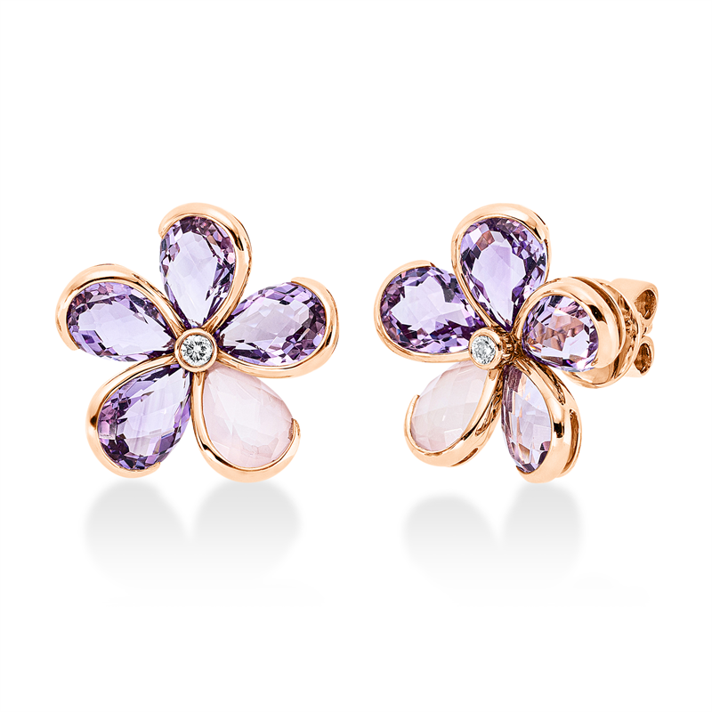 Farbstein Fashion Ohrstecker Rotgold 18kt 0,06ct