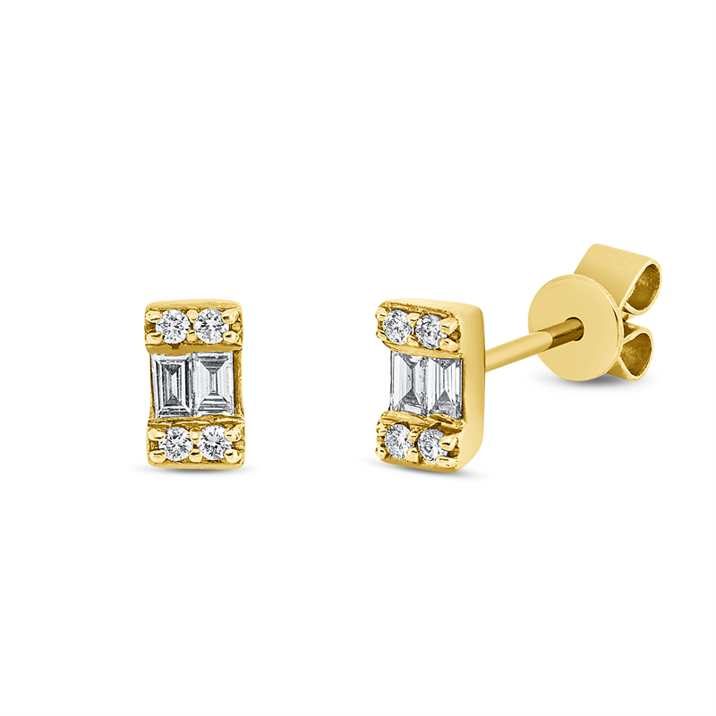 Baguette Illusion Ohrstecker Gelbgold 18kt 0,17ct