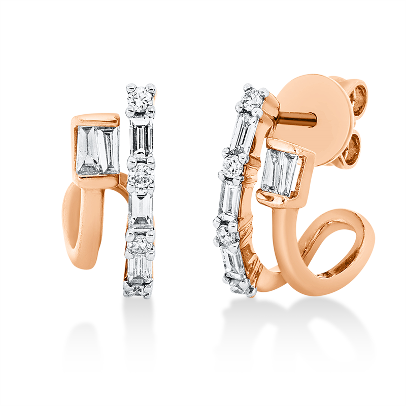 Baguette Ohrschmuck Rotgold 14kt 0,34ct