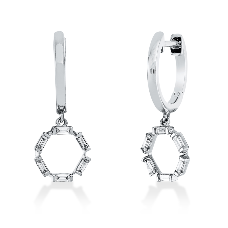 Baguette Ohrschmuck Weißgold 18kt 0,19ct