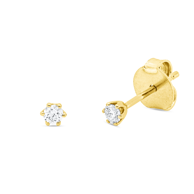 Solitaire Ohrstecker Gelbgold 18kt 0,1ct