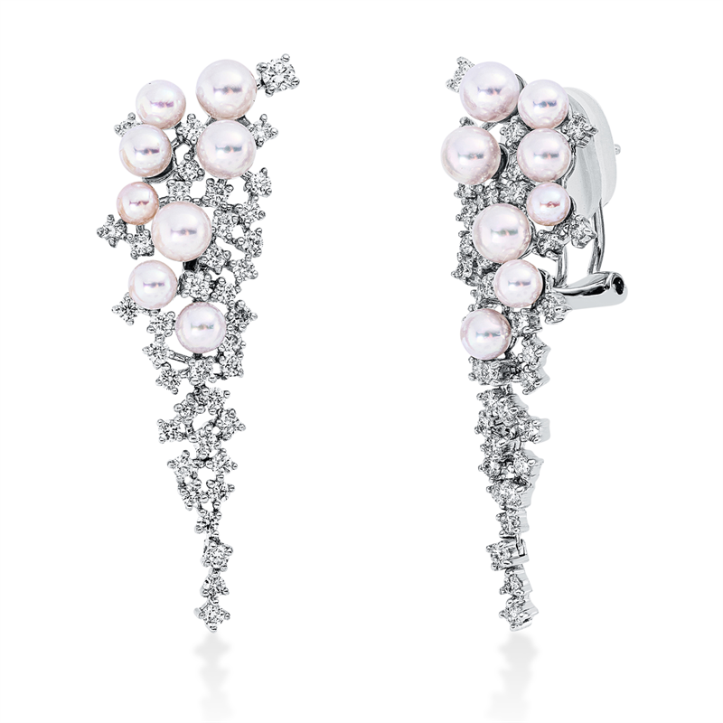 Perle Ohrschmuck Weißgold 18kt 1,13ct