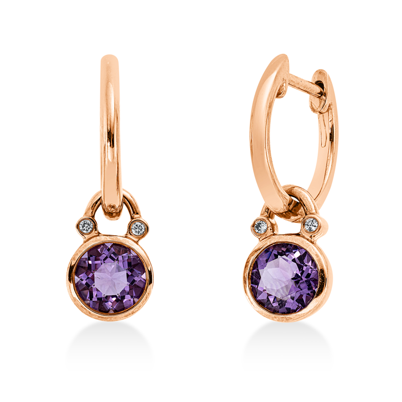 Farbstein Fashion Ohrschmuck Rotgold 14kt 0,03ct