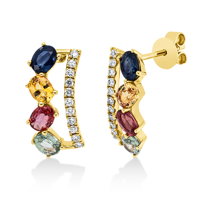 Rainbow & Multicolor Ohrstecker Gelbgold 18kt 0,16ct