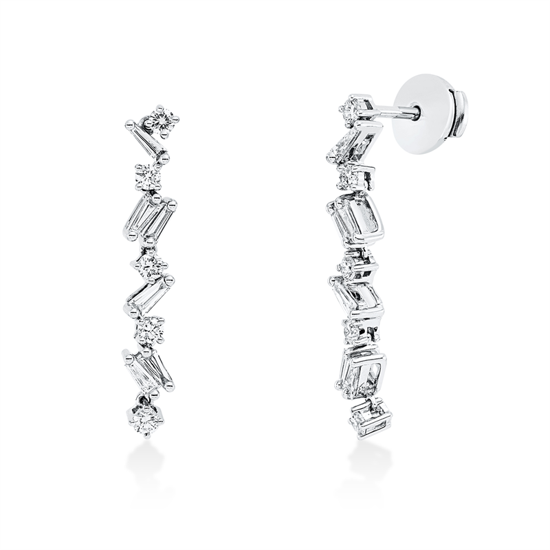 Baguette Ohrschmuck Weißgold 14kt 0,81ct