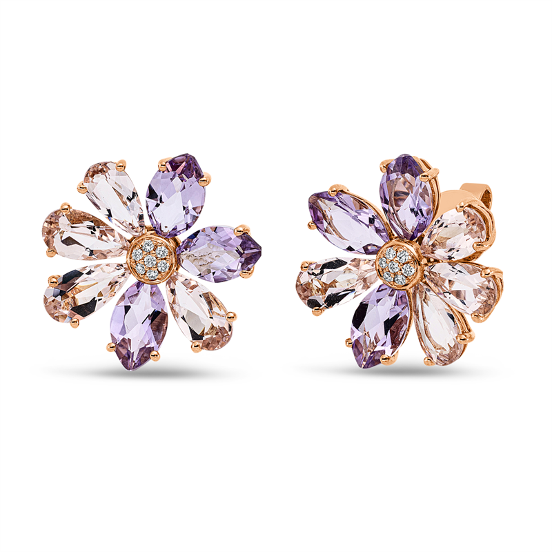 Farbstein Fashion Ohrstecker Rotgold 18kt 0,08ct
