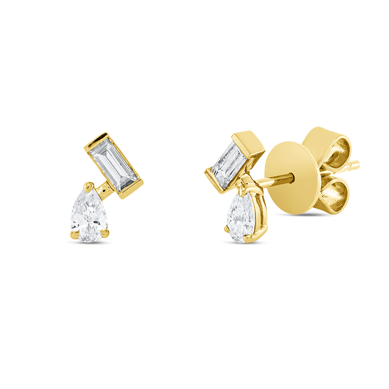 Baguette Ohrstecker Gelbgold 18kt Ref-2V040
