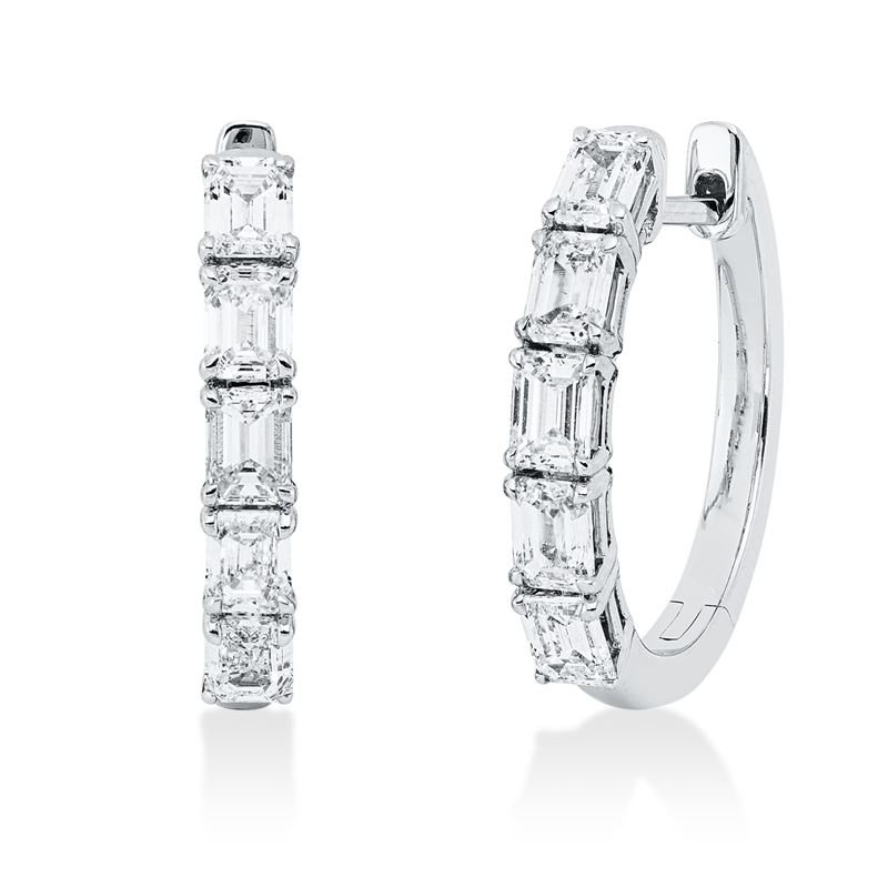 Baguette Creolen Weißgold 18kt 1,55ct