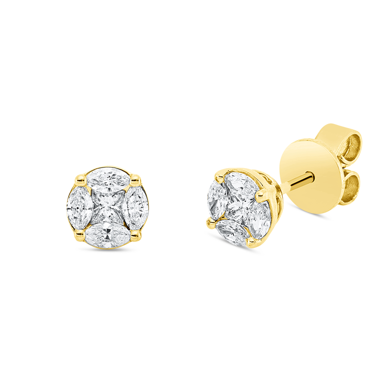 Baguette Illusion Ohrstecker Gelbgold 18kt 0,43ct