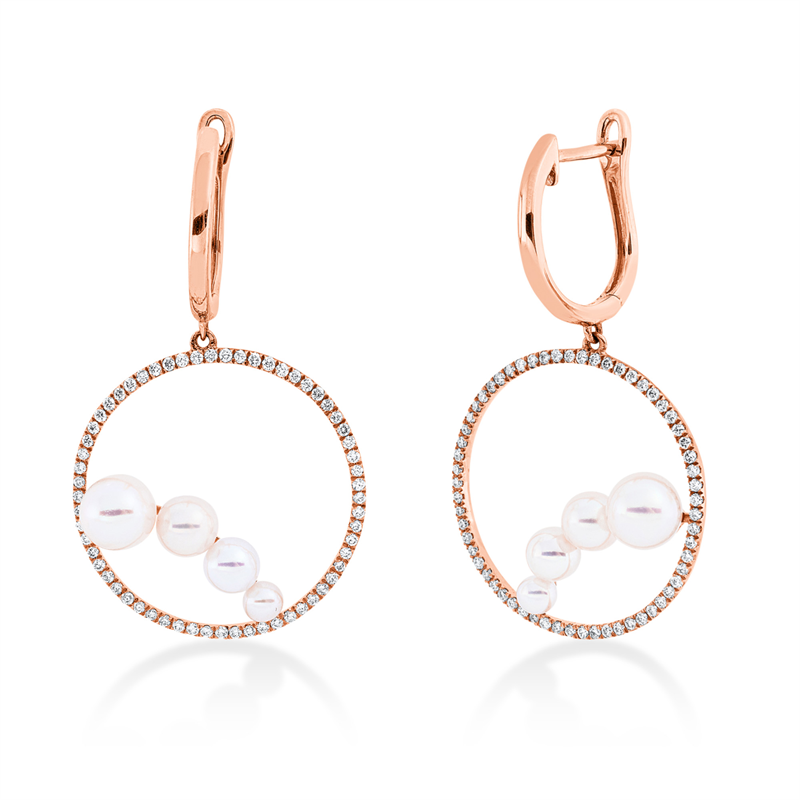 Perle Ohrschmuck Rotgold 18kt 0,44ct