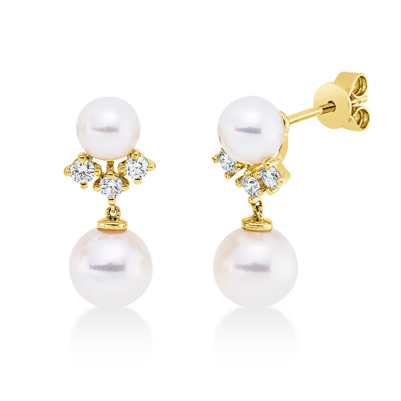 Perle Ohrschmuck Gelbgold 18kt 0,22ct