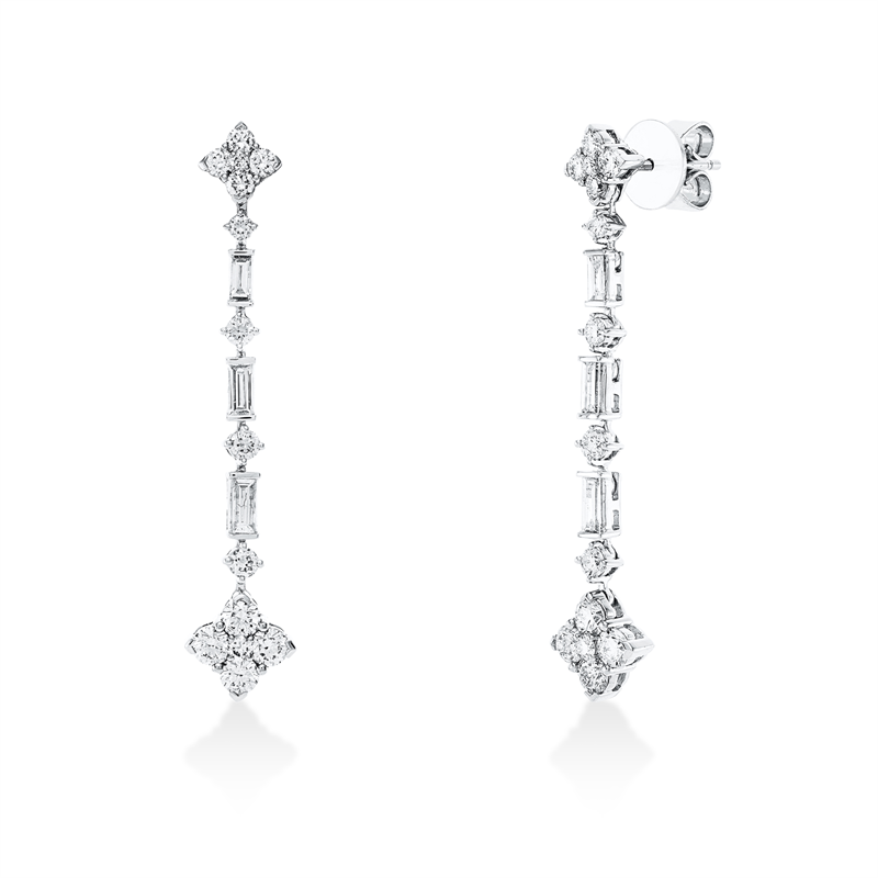 Baguette Ohrschmuck Weißgold 18kt 1,65ct