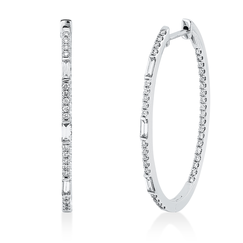 Baguette Creolen Weißgold 18kt 0,71ct