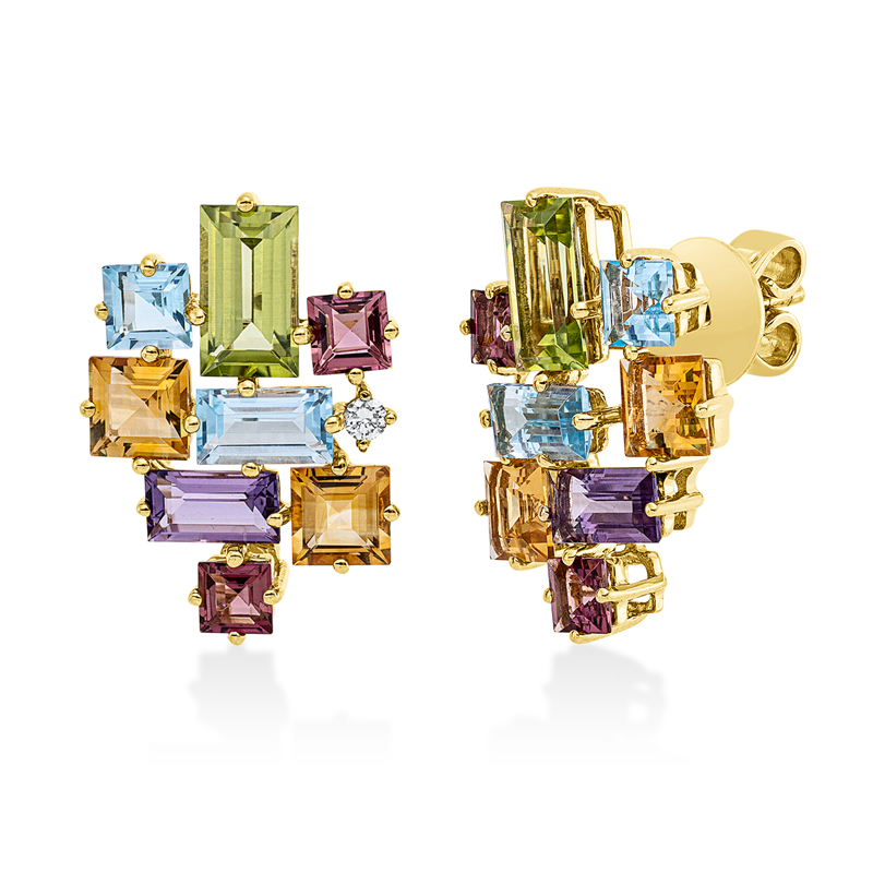 Rainbow & Multicolor Ohrstecker Gelbgold 18kt 0,06ct