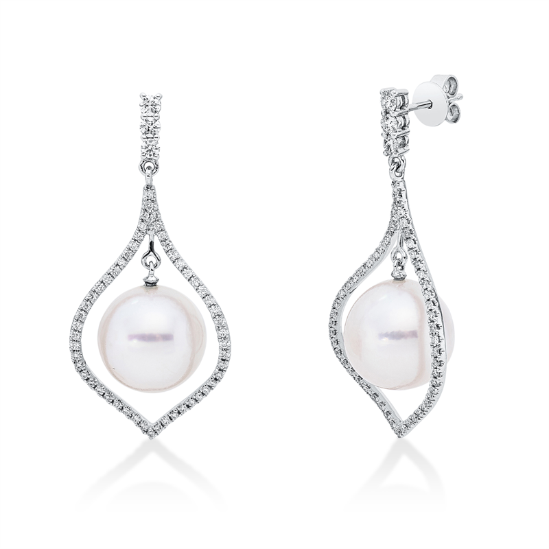 Perle Ohrschmuck Weißgold 18kt 0,68ct