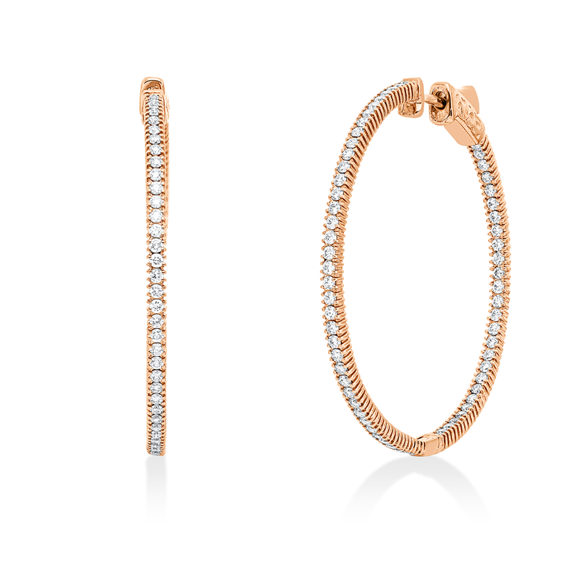 Mehrfachsteinbesatz Creolen Rotgold 18kt 1,27ct