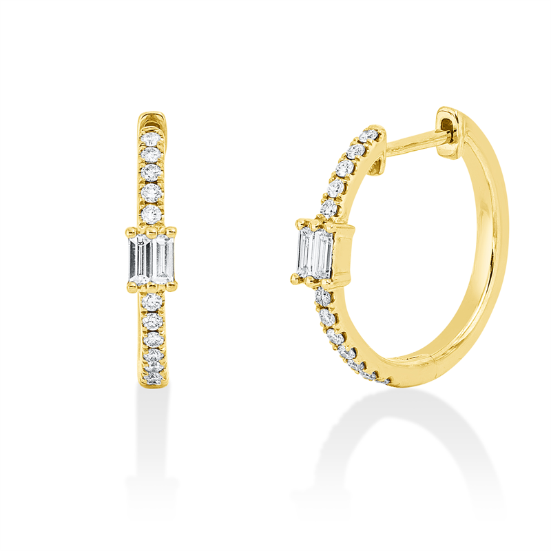 Baguette Creolen Gelbgold 18kt 0,23ct