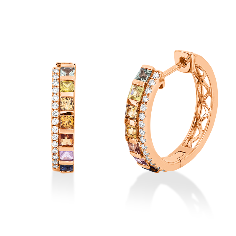 Rainbow & Multicolor Creolen Rotgold 18kt 0,17ct