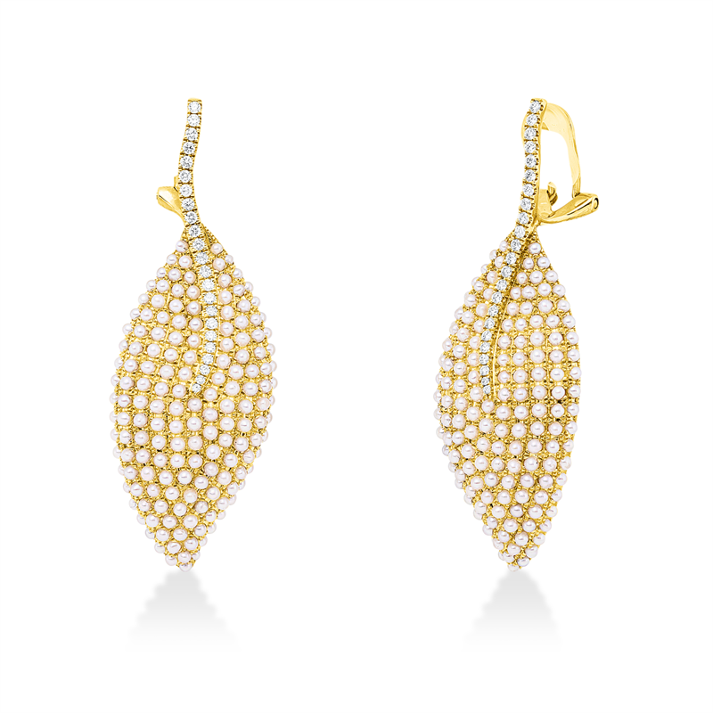 Perle Ohrschmuck Gelbgold 18kt 0,38ct