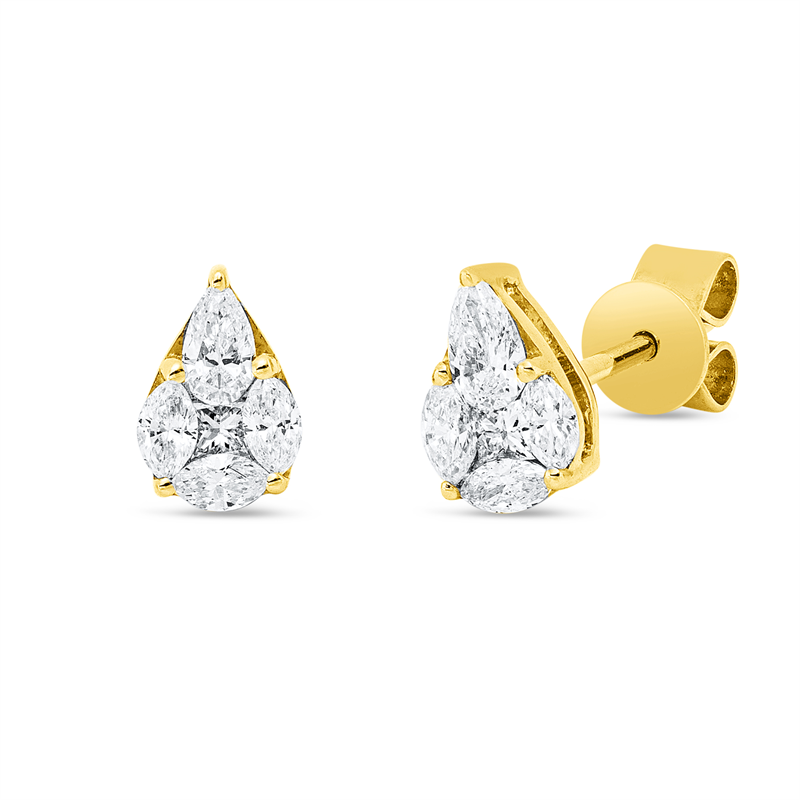Baguette Illusion Ohrstecker Gelbgold 18kt 0,43ct