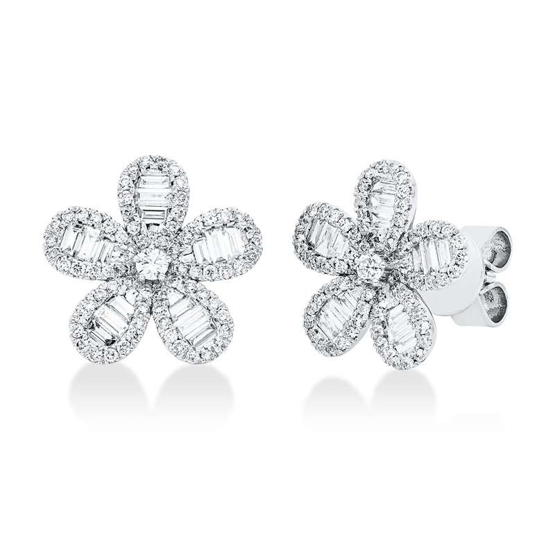 Baguette Ohrstecker Weißgold 18kt 0,84ct