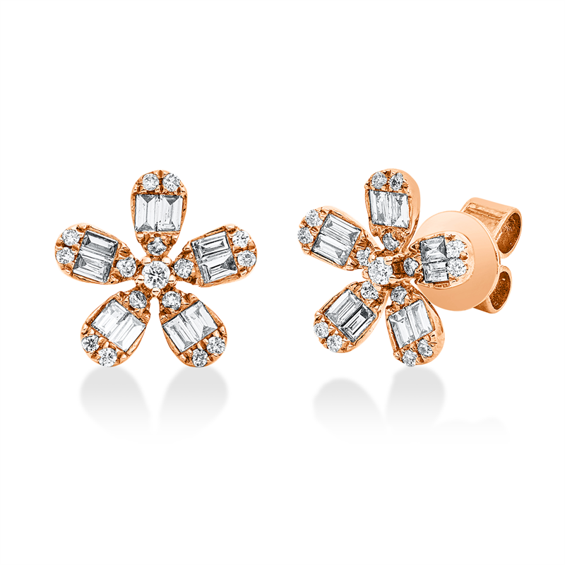 Baguette Ohrstecker Rotgold 18kt 0,46ct