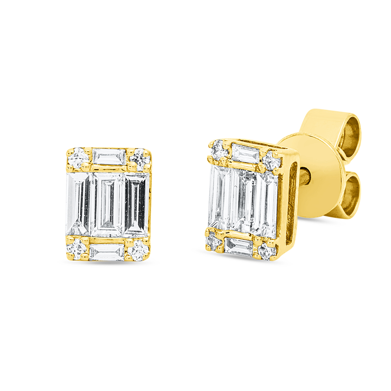 Baguette Illusion Ohrstecker Gelbgold 18kt 0,58ct