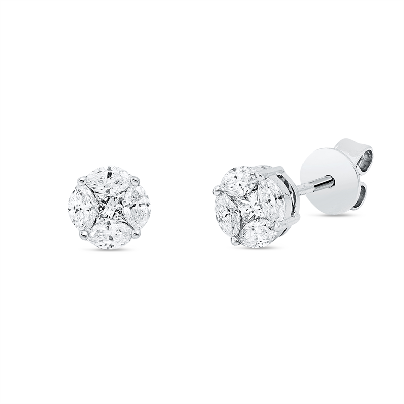 Baguette Illusion Ohrstecker Weißgold 18kt 0,43ct