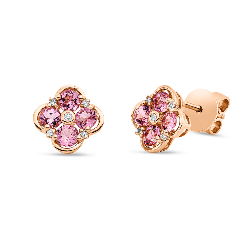 Farbstein Fashion Ohrstecker Rotgold 18kt 0,07ct