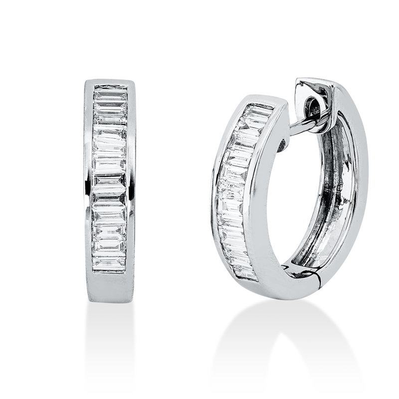 Baguette Creolen Weißgold 18kt 0,45ct