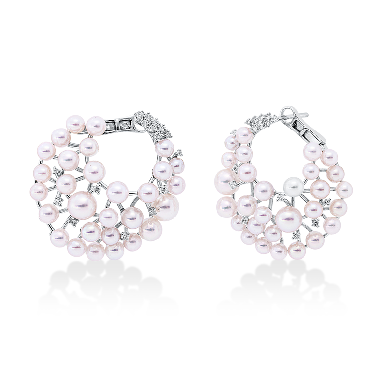 Perle Creolen Weißgold 18kt 0,23ct