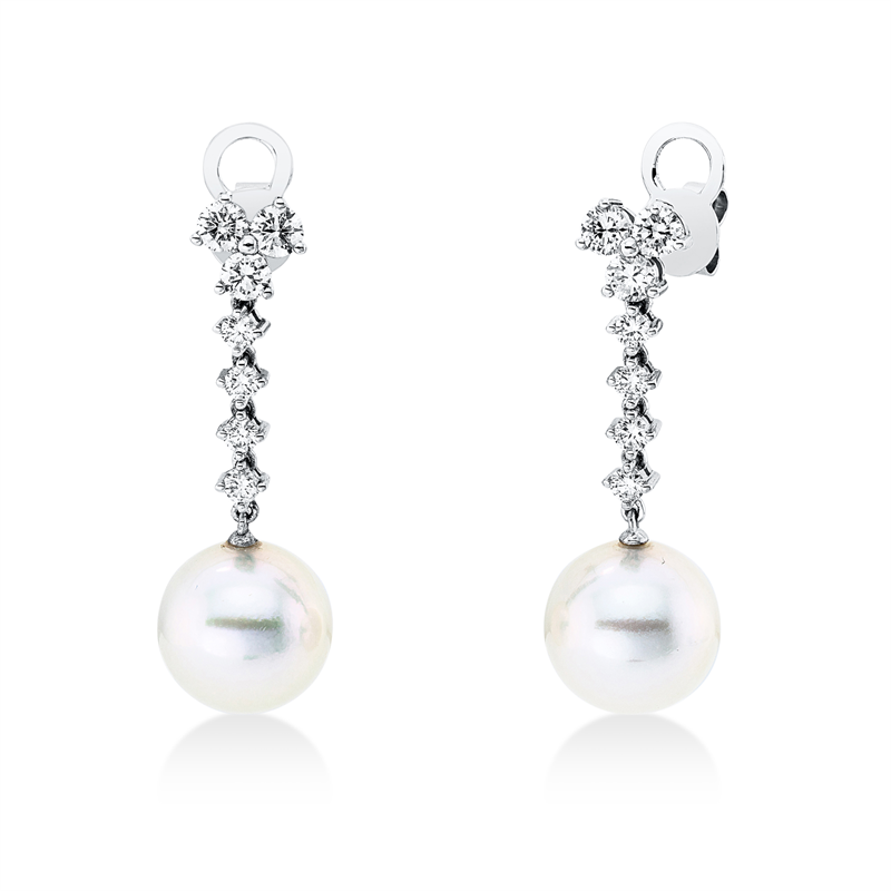 Perle Ohrschmuck Weißgold 18kt 0,96ct
