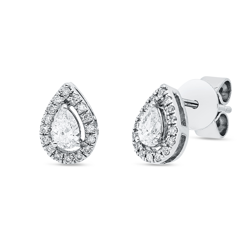 Solitaire mit Besatz Ohrstecker Weißgold 18kt 0,37ct