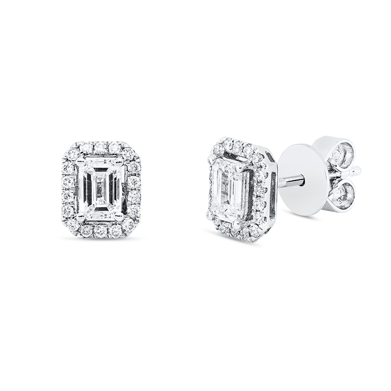 Solitaire mit Besatz Ohrstecker Weißgold 18kt 0,75ct
