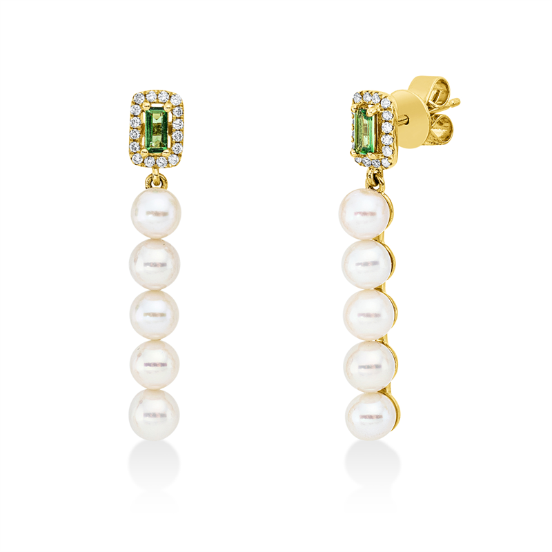 Perle Ohrschmuck Gelbgold 18kt 0,12ct