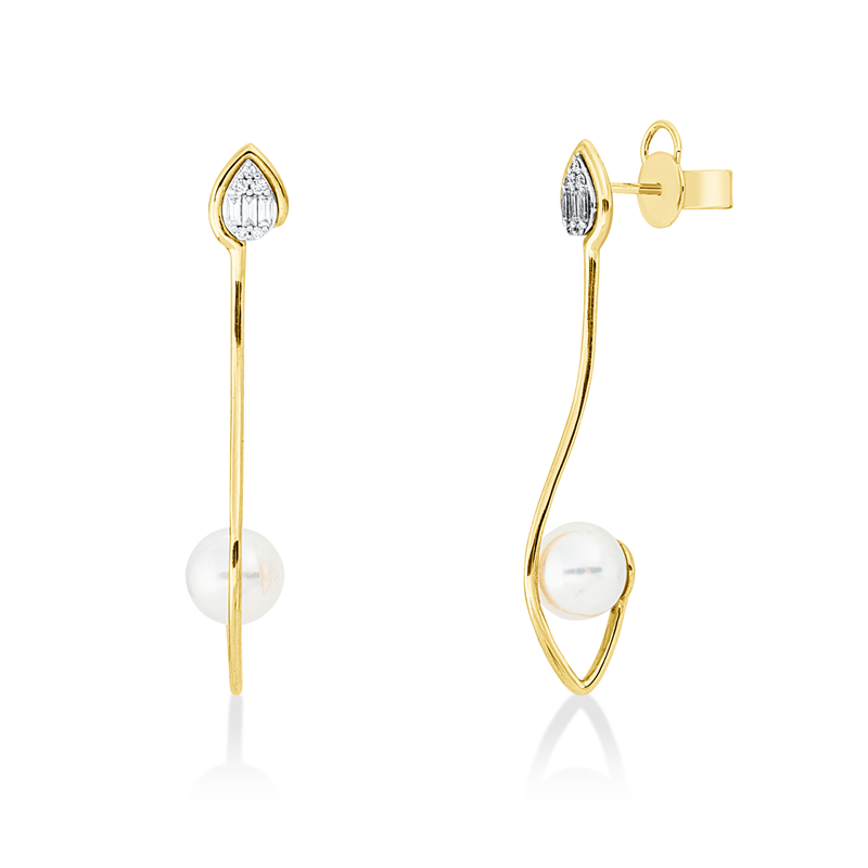 Perle Ohrschmuck Gelbgold / Weißgold 18kt 0,13ct
