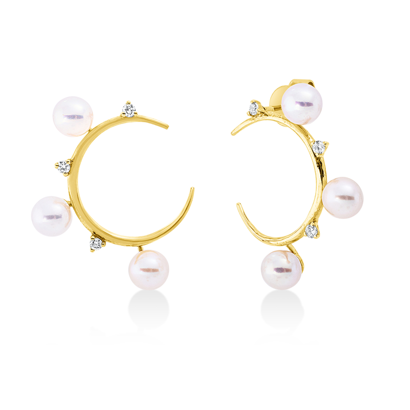 Perle Ohrstecker Gelbgold 18kt 0,11ct