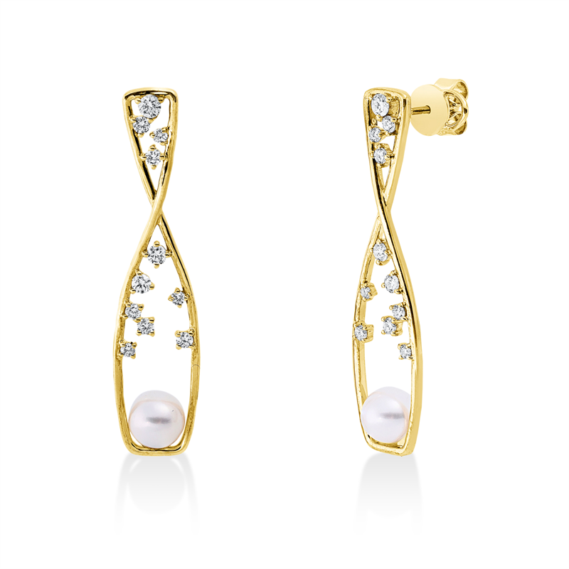 Perle Ohrschmuck Gelbgold 18kt 0,54ct