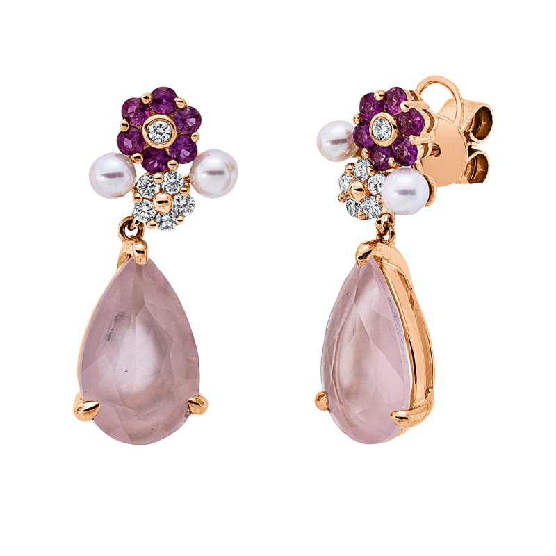 Farbstein Fashion Ohrschmuck Rotgold 18kt 0,22ct