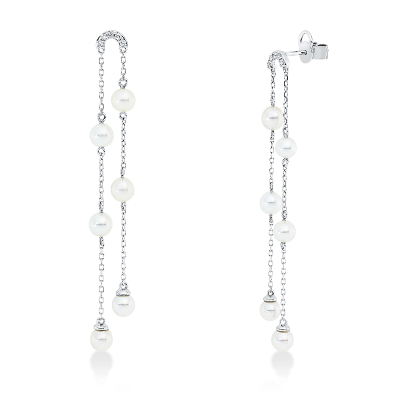 Perle Ohrschmuck Weißgold 18kt 0,06ct