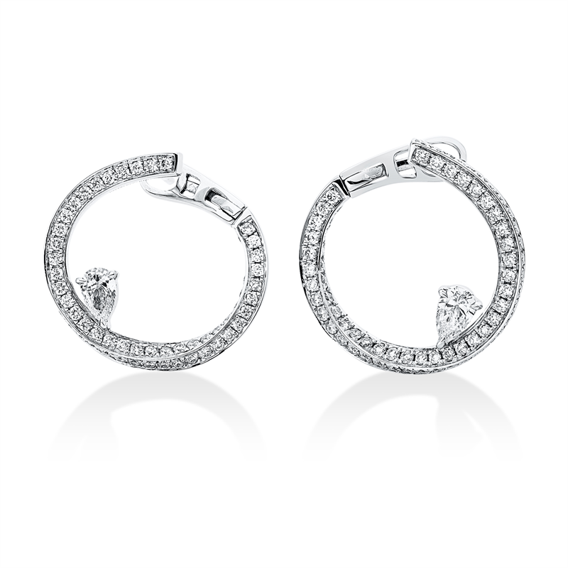 Mehrfachsteinbesatz Creolen Weißgold 18kt 0,99ct