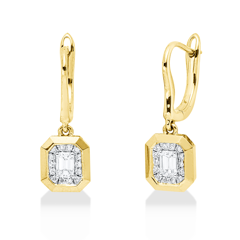 Solitaire mit Besatz Ohrschmuck Gelbgold / Weißgold 18kt 0,45ct