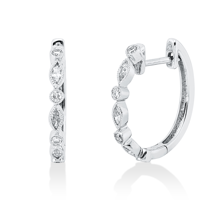 Mehrfachsteinbesatz Creolen Weißgold 18kt 0,3ct