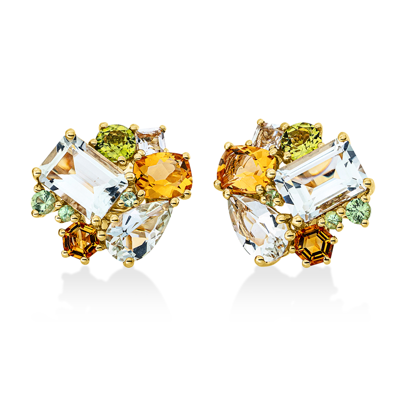 Farbstein Fashion Ohrstecker Gelbgold 18kt